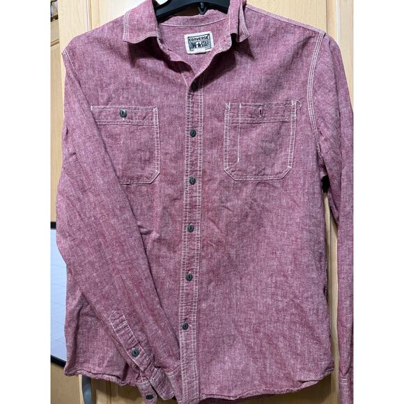 Converse One Star Men's Shirt, Medium, Rusted Rugged Red, Metal Buttons. - Picture 1 of 3